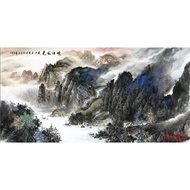 DL688 Wall Decoration Mural-Mountain Water Painting Gorgeous River Scenery Splash Color Landscape Li