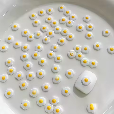 20pcs/Bag Mini Poached Eggs 3D Nail Art Decorations Cute Poached Eggs Nails Charms Designs DIY Resin