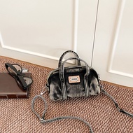 Túi Bowling Nhỏ Thời Trang Nữ Túi Vuông Chéo Bằng Vải Denim Cổ Điển Túi Đeo Vai Đơn Thời Trang Mới 2