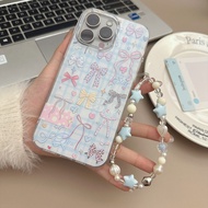 手机壳The phone case is suitable for iPhone17/17, Pro16, 1514适用苹果16PM彩色蝴蝶结手机壳iphone13pro大孔IMD手链15保护套女25