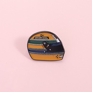 Karting Racer Ayrton Senna Da Silva Helmet Metal Badge Creative Personality Enamel Brooch Backpack P