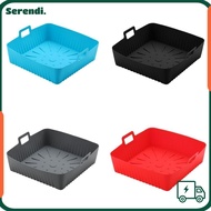 SERENDI Air Fryer Liners, Reusable 9" Large Size Baking Tray, Portable with Handle Heat-Resistant Si