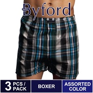 Byford Underwear Woven Checks Boxer (3 Pieces) Assorted Colour - BUD5158X