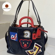 Tas Tote Coach Rogue Leather Bag Navy Authentic Preloved