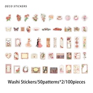 100pcs / Pak Stiker Kertas / Selotip Washi Untuk Dekorasi Scrapbook /