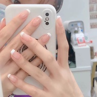 24 pieces of French square nail art patches can be reused and removable fake nails