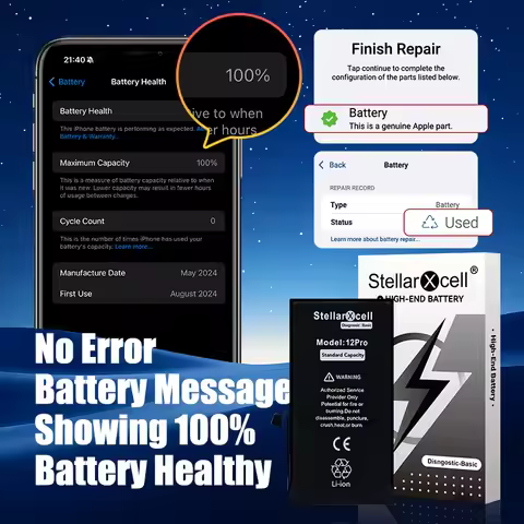 StellarXcell Diagnostic Battery Show100 healthy Show genuine for iphone12 13 14 15 mini Plus pro Pro