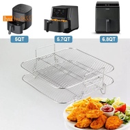 2-Layers Air Fryer Grilling Rack Air Fryer Rack Stackable Grid Grilling Rack for 4.2-5.8QT Air Fryer