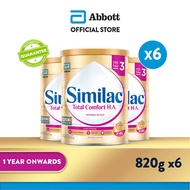 [Bundle of 6] Similac Total Comfort Stage 3 Baby Milk Powder Formula 2 -FL 820g (1 year onwards)