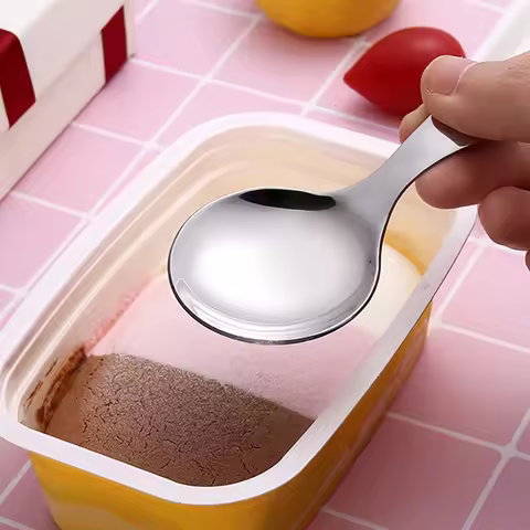 ●Cute Stainless Steel Spoon Short Handle Gold Ice Cream Tea Coffee Spoon Kids Spoon Kitchen Condimen