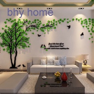 Bhy Stiker Dinding Diy Gambar Bunga + Pohon 3D Bahan Vinyl Untuk