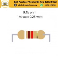9.1k ohm 0.25w 1/4W resistor (5% tolerance) (10pcs/ pack)