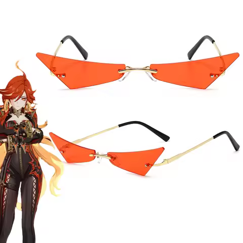 Game Genshin Impact Mavuika Cosplay Glasses Unisex Red Personalized Geometric Sunglasses Eyewear Hal