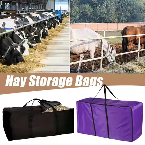 Horse Hay Bales Storage Bag Waterproof Collapsible Bag Hay Bale Tote Bag with Zipper for Horse Goats