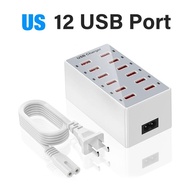12 Ports Multi Plug USB Charger Station Dock EU US UK AU 5V 2.4A Desktop Power Adapter Fast Charging