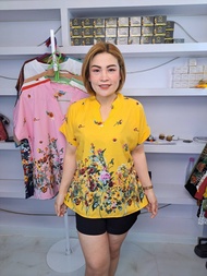 T13///เสื้อคอจีนดอกเล็กใหม่เชิงผ้าไหมอิตาลี ฟรีไซ48-50นิ้ว ยาว26น้ว หน้าผ้า50นิ้ว ราคา119บาท