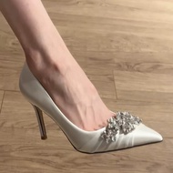 [Lynn Shoes] Women's silk and stone high heel wedding Shoes (Form 1.5)