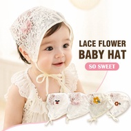 Baby Lace Flower Hat Topi Bayi Cotton Mesh Breathable Newborn Infant Princess Tie Cap
