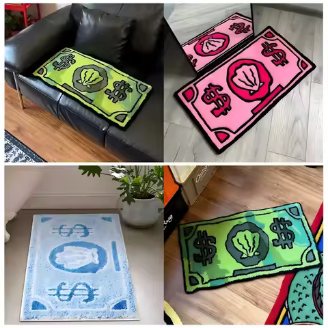 VIKAMA Coin Faux Cashmere Carpet Bathroom Absorbent Non-slip Pad Bedroom Decorative Bedside Rug Dirt