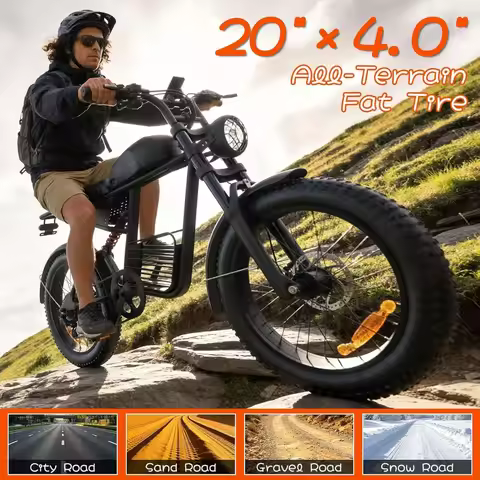 20" 4.0" Fat Tire Electric Bike for Adults,1500W/3000W Dual Peak Motor,35MPH Top Speed,7-Speed Shima
