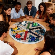 Game Board for 6 Players, Large Size 35 Cm / 13.78 Inches - Includes: 1 Round Game Board, 24 Dice in