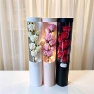 Fake Rose Set With Flashing Lights Packed In A Clear Cylindrical Box There Are 3 Colors Model 4604.
