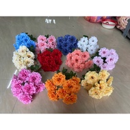Silk Flowers Decoration-Fake Dahlia Cluster Of 7 Large Round Flowers