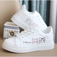 Sepatu Anak Lucu Motif Kucing Meow Kartun Hitam Putih