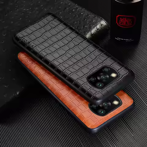 Luxury Crocodile Leather Case For Xiaomi Poco X3 Pro NFC GT Slim Fit Grid Lattice PU Cover for poco 