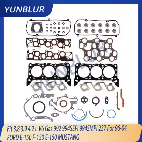 Engine Cylinder Head Full Gasket Set Fit 3.8 3.9 4.2 L V6 Gas 992 994SEFI 994SMPI 237 For 96-04 FORD