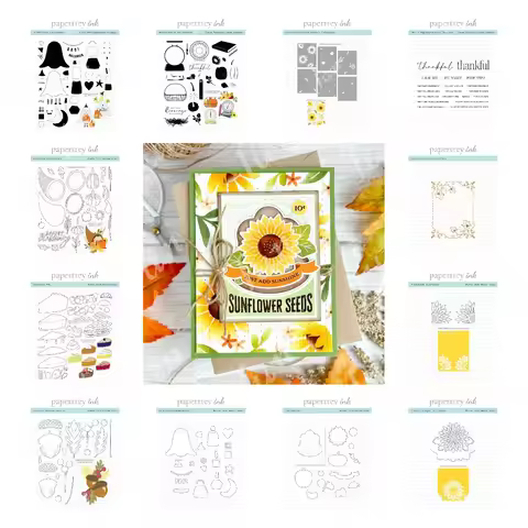 Sunflower Die Cutting Dies August Mini Sentiment Stamps Stencils for Scrapbooking Stamp Embossing Cu