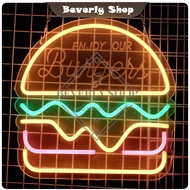 Hamburger Picture Size 40 x 40 x 1.5 cm Neon Sign Shop Front Letter Light Decorate The