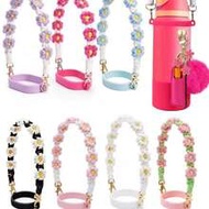 1pc Floral Water Bottle Handle Strap, Adjustable Universal Cup Holder, Cup Accessory, Water Bottle L