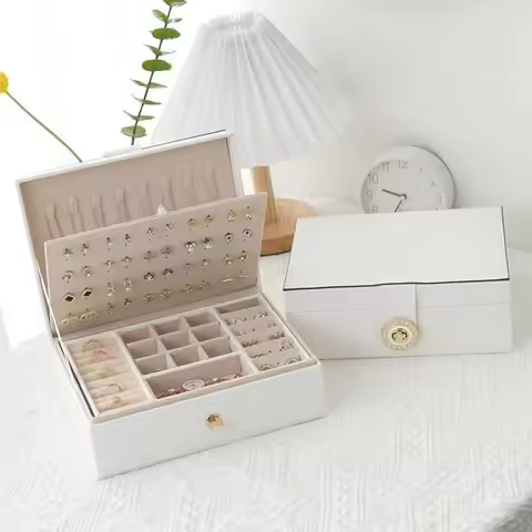 Jewellery Box Organiser, Small Travel PU Leather Jewellery Storage Case for Rings Earrings Necklace 