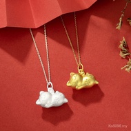 Necklace Sterling Silver Silver S999 Handmade Retro Pure Silver Hard Lucky Cat Jewelry Short Clavicl