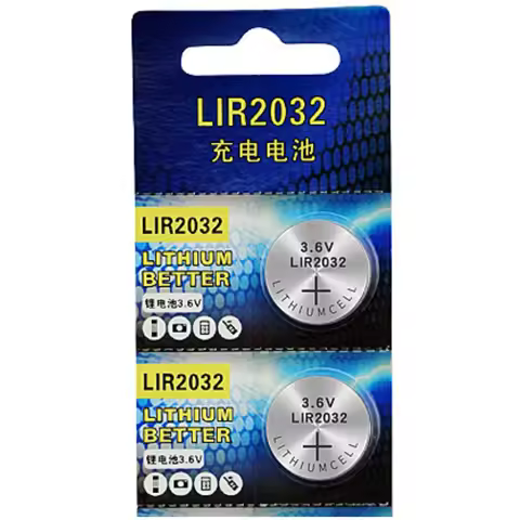 LIR2032 Rechargeable Battery 2032 Lithium charging Can Replace 3.6v 40mAH CR2032 for watches Coin Ba