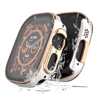 49mm 45mm Waterproof Watch Case+Glass For Apple Watch Series Ultra 8 7 6 SE 5 4 44mm 41mm PC Full tempered protection Fashion straight edges shell for i Watch 8 case