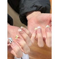 handmade nails 穿戴甲 Semi-Handmade Wearable Nails Manicure Cute Spring Summer Cute Flowers Wear Nails 