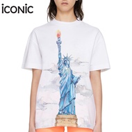iCONiC STATUE OF LIBERTY T-SHIRT #5410 เสื้อยืด พิมพ์ลาย เทพีเสรีภาพเสื้อยืดแฟชั่น เสื้อยืดสีขาว เสื