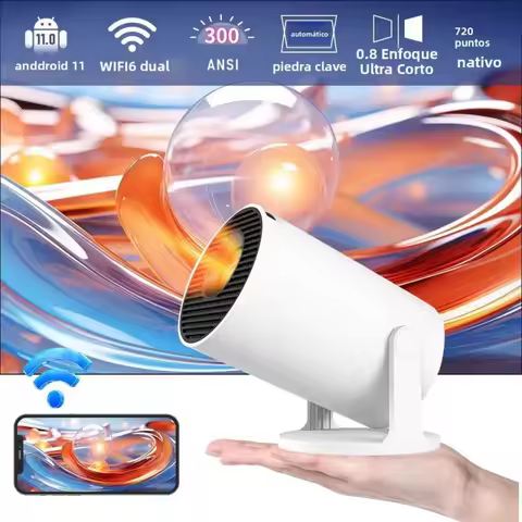 HY300 1080P Portable Projector 270° Adjustable Angle, Movie Projector for Phone/Laptop/TV Box Speake