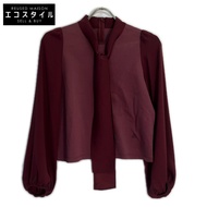 Blue Label Crestbridge 2024 酒紅色棉質蝴蝶結彩色上衣，36 碼 [二手]