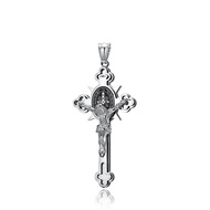 Vintage Christian Jesus Cross Pendant Necklace Mens Stainless Steel Religious Jesus Necklaces Prayer