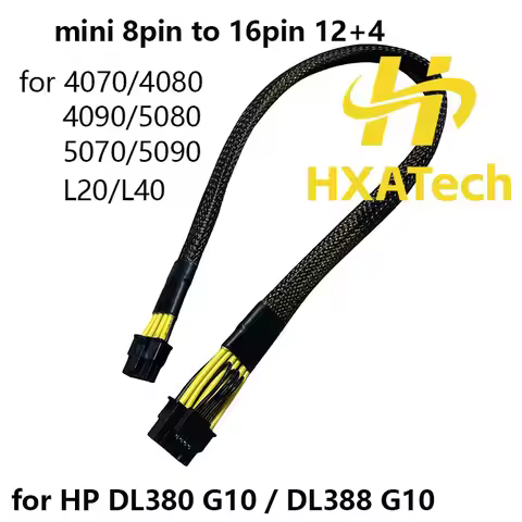 HXATech-High Quality PSU mini 8pin to 16pin PCIE 5.0 12VHPWR GPU Power Supply Cable for HP DL380 DL3