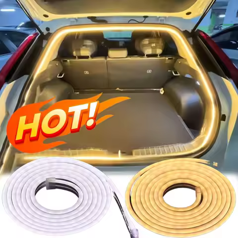 Auto Trunk Ambient Lighting LED Strip 2M Universal Car Boot Light Silicone Cuttable White Warm Easy 