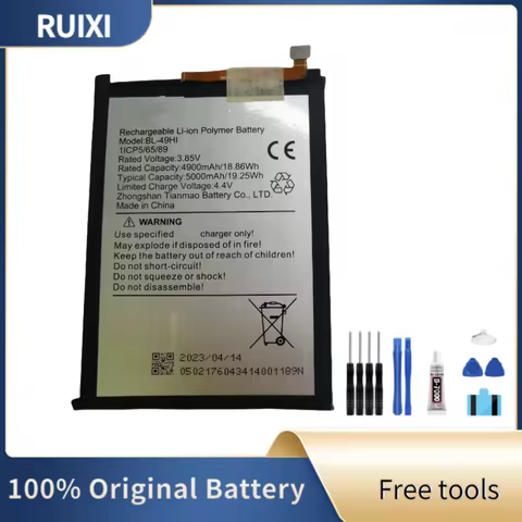 100% RUIXI Original Battery BL-49HI 5000mAh For Itel BL-49HI Mobile Phone Batteries+Free Tools