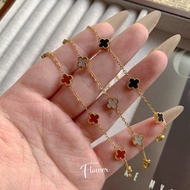 Titanium Steel Four-leaf Clover Bracelet 9mm Necklace Women's Jewelry Premium Non-fading Set Necklac