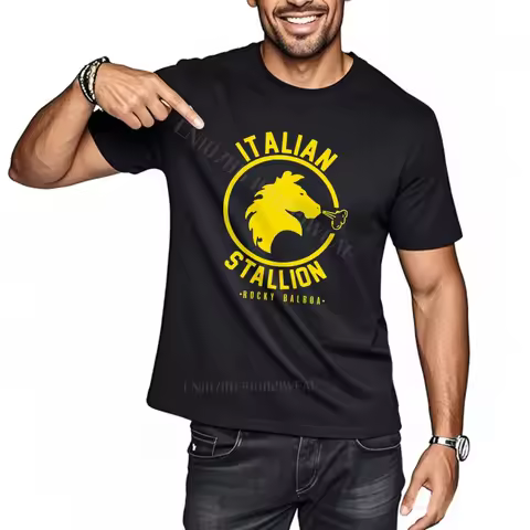 Teeshirts O-Neck Men's T-shirt Italian Stallion Lion Design Travel Breathable Tee Minimalist Adult E