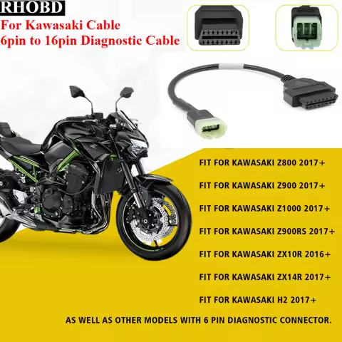NEWBest OBD Adapter for Kawasaki 6pin to 16pin Diagnostic Cable Connector for Z900RS/Z800/Z900/Z1000