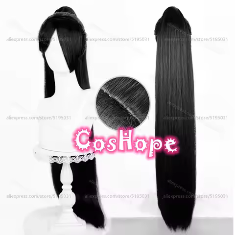 Sage Cosplay Wig with 90cm Ponytail Black Wig Cosplay Anime Heat Resistant Synthetic Wigs for Hallow