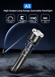 Klarus A3 2200Lm ไฟฉาย LED ซูมได้แบบชาร์จไฟได้ USB-C พร้อมแบต 21700